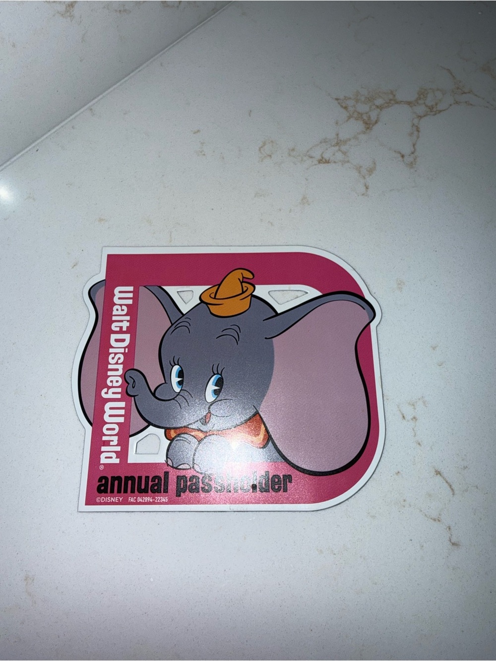 Disney Dumbo Passholder Magnet – Pink and Gray